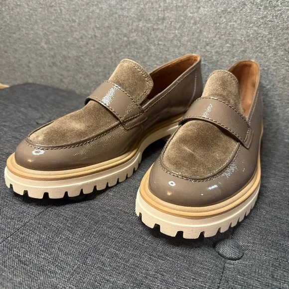 Paul Green Urban Lug Sole Loafer - Fango Earth Combo Taupe Brown Leather - Picture 4 of 9